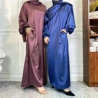 ราคา เดรสผ้าซาติน เรียบง่าย สีพื้น กระโปรงยาว พร้อมผ้าคลุมศีรษะและกระเป๋าด้านข้าง ไฮเอนด์ ราคาไม่แพง หรูหรา ทันสมัย เรียบหรู อเนกประสงค์ ใหม่ในปี 2568 ชุด ไป ทะเล สาว อิสลาม ชุดเดรส อิสลาม สี ม่วงพาสเทล เส