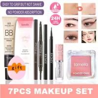 ราคา ชุดแต่งหน้า 7 ชิ้น ครีมขจัดความอับอาย ครีมหน้าแต่งหน้า LAMEILA บลัชออนแป้งขาวดำ DRAGON RANEE อายแชโดว์เนื้อลิควิด SVMY ปากกาอายไลเนอร์ ปากกาขนคิ้ว Berbeini พัฟแป้งขนาดเล็ก ของขวัญ (1729888217420695639