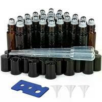 ราคา ขวดโรลเลอร์น้ำมันหอมระเหย 50 ชิ้น ขวดโรลเลอร์แก้ว 10 มล. พร้อมลูกบอลโรลเลอร์สแตนเลส ขวดเปล่า กันรั่ว ขวดโรลออนพร้อมกรวย 3 อัน หลอด 3 อัน และที่เปิดขวด 1 อัน เหมาะสำหรับน้ำหอมและน้ำมันหอมระเหยสำหรับเดิ