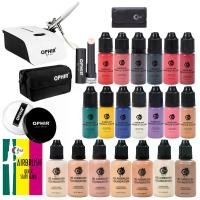 ราคา ชุดแต่งหน้าแอร์บรัช, OPHIR, พร้อมคอมเพรสเซอร์แอร์, รองพื้นไร้รอยเปื้อน 7x30ml, บลัชออนพาเลท 13x10ml, อายแชโดว์, คอนซีลเลอร์, แป้งฝุ่น, เหมาะสำหรับการแต่งหน้าแบบสเปรย์บนเวทีภาพยนตร์และงานแต่งงาน, ชุดแอ