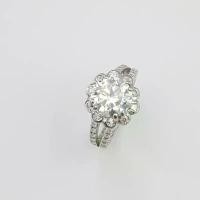 ราคา แหวนเม็ดชูมีล้อมและบ่าข้าง ตัวเรือนเงินแท้ 925 ฝังเพชร Mossanite (โมอีส) รูปทรงกลม เพชรยอด ขนาด 2 กะรัต บ่าข้างและล้อมอีกรวม 0.70 กะรัต แหวนชุบทองคำขาว แบรนด์ Darmas Jewelry มีใบรับรอง (เลือกขนาดทักกล