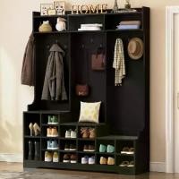 ราคา ต้นไม้ฮอลล์สูง 77 นิ้ว มีที่เก็บรองเท้าและชั้นวางเสื้อโค้ท ม้านั่งทางเข้าบ้านไร่ มีซ็อกเก็ตรองเท้า 16 ช่อง และตะขอแขวนโค้ท 10 ช่อง ตู้เก็บของทางเข้า (1732332877910804616)