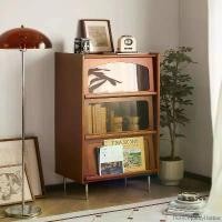 ราคา HomeopathyHarbor ความคงทน นอร์ดิกแสงหรูหราตู้หนังสือไม้เนื้อแข็งตู้เก็บของห้องนั่งเล่นตู้โชว์กระจกตู้ด้านข้างห้องนั่งเล่นตู้เก็บของขนาดใหญ่ (1730863157542750410)