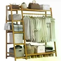 ราคา ราวแขวนเสื้อผ้าไม้ไผ่, ชั้นเก็บของ 7 ชั้น, ราวแขวนเสื้อโค้ทและเสื้อผ้า, ที่เก็บของในตู้เสื้อผ้าแบบพกพา, พร้อมชั้นวางด้านบน (1732332951454582920)