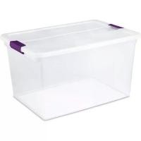 ราคา กล่องเก็บของล๊อค, ClearView, ถังขยะพลาสติกวางซ้อนกันได้, พร้อมฝาปิด, 66 Qt (1732276535987767432)