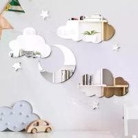 ราคา สติ๊กเกอร์ติดผนังกระจกอะครีลิค, การออกแบบกระจกดวงจันทร์และเมฆ 3 มิติ, กาวในตัว, รูปลอกผนังเมฆดาวดวงจันทร์ตกแต่ง, สติ๊กเกอร์ติดผนัง (1732253605045766820)