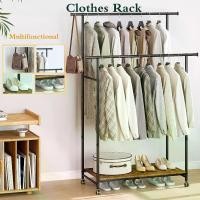 ราคา ชั้นวางเสื้อโค้ท, ราวแขวนเสื้อผ้า, สองแท่งพร้อมล้อ, สำหรับแขวนเสื้อผ้าและเสื้อผ้า, โลหะหนัก, ชั้นวางเสื้อผ้ารีด (1731311000115971208)