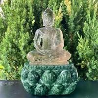 ราคา พระแกะสลัก หินจุยเจีย สโมคกี้ควอตซ์ พระแก้วจุยเจีย ขนาดหน้าตัก 3 นิ้ว พร้อมฐาน หินเขียวอินเดีย พระพุทธรูป (1729687046323800637)