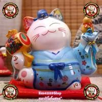 ราคา Maneki Neko แมวกวักกิโมโน แมวนำโชคญี่ปุ่น สูง8นิ้ว ชุดกิโมโนสีฟ้า ถือค้อน และน้ำเต้า วัตถุมงคล (1730628304953444386)