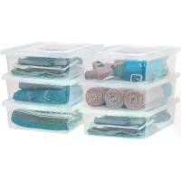 ราคา กล่องเก็บของแบบใส 28 Qt, ถังขยะพลาสติกวางซ้อนกันได้ ปลอดสาร BPA พร้อมฝาปิด, ภาชนะสำหรับจัดระเบียบชั้นวางตู้เสื้อผ้า, เสื้อผ้า, 6 แพ็ค (1732276599467378824)