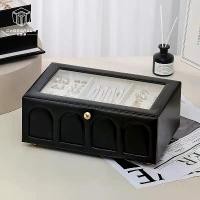 ราคา กล่องเครื่องประดับ, CASEGRACE, ที่เก็บเครื่องประดับ 2 ชั้น, กล่องเครื่องประดับพร้อมหน้าต่างอะครีลิค, สำหรับแหวน, ต่างหู, กระดุม, สร้อยข้อมือ, สร้อยคอ, กล่องเก็บของ (1732330269521184952)