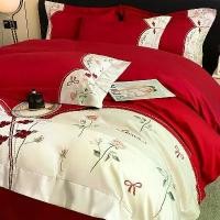 ราคา ชุดแต่งงาน 4in1 ชุดสี่ชิ้น ผ้านวมแต่งงานสีแดงใหญ่ ผ้าปูที่นอนปักแต่งงานใหม่ ปลอกผ้านวม ชุดเครื่องนอนแต่งงาน 4 ชิ้น รวมผ้าปูที่นอน * 1 ปลอกผ้านวม * 1 ปลอกหมอน * 2 (1731316270284441806)