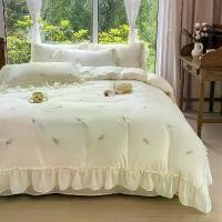 ราคา ชุดผ้าปูที่นอน วัสดุผ้าซาติน 4 IN 1 มีนัวเนีย มีไซส์เดี่ยว ควีนไซส์ และคิงไซส์ ทำจากผ้าไหมน้ำแข็ง เทคนิคการปักด้วยผ้าควิลท์สีขาว ลายดอกกุหลาบ รวมปลอกผ้านวมและปลอกหมอน (1730805959562004664)