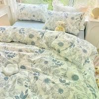 ราคา ชุดผ้าปูที่นอน 4 IN 1 วัสดุผ้าฝ้ายแท้ มีให้เลือกทั้งขนาดเดี่ยว ควีนไซส์ และคิงไซส์ ชุดเครื่องนอน ลายดอกไม้สีฟ้า รวมปลอกผ้านวม ผ้าปูที่นอนรัดมุม และปลอกหมอน (1730805956079552696)