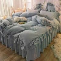 ราคา ชุดเครื่องนอน สไตล์เกาหลี วัสดุผ้าลินิน ดีไซน์เจ้าหญิงฮวงจุ้ย วัสดุผ้าฝ้ายซักได้ ชุดสี่ชิ้น รวมกระโปรงเตียง เหมาะสำหรับเตียงหอพัก รวมผ้านวมเดียว รวมชุดเครื่องนอนสามชิ้น 4 ชิ้น (1730724595267374074)