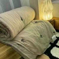 ราคา ผ้านวม, 10 ถั่ว, 5 ฟุตหรือ 6.5 ฟุต, 1.5 หรือ 2 ม., ผ้าคลุมเตียงซักได้, งานปักฤดูร้อน, สีครีมผ้าฝ้ายซักได้, ผ้านวมฤดูร้อนเย็น (1730733820388215128)