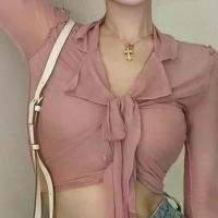 ราคา เสื้อคาร์ดิแกนผู้หญิง สีพื้น ทันสมัย สไตล์ลำลอง สายรัดตาข่าย ขอบระบาย แขนยาว [ใหม่ KTHE] (1731430424344692234)