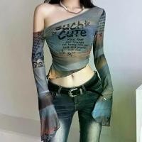 ราคา เสื้อเบลาส์พิมพ์ลาย คอเอียง เปลือยหลัง แขนยาว บาน สำหรับผู้หญิง [KTHE ใหม่] (1731430499004155402)