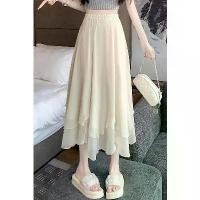 ราคา กระโปรงยาวฤดูร้อน สำหรับผู้หญิง ผ้าบาง ดีไซน์สวยๆ เอวสูง ทรงเอ กระโปรงตาข่ายทรงผิดปกติ มาใหม่ 2023 karina aespa skirt black skirts (1731226886303417776)