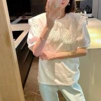 ราคา เสื้อผ้าผู้หญิง สไตล์จีนใหม่ แขนสั้น คอปก นัวเนียลูกไม้ ทรงหลวม พลัสไซส์ เหมาะสำหรับคนอ้วน mm 100.15kg 00T เสื้อสไตล์ตะวันตก (1732073630326557506)