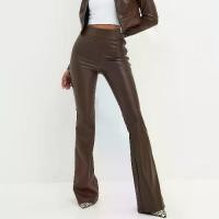 ราคา กางเกงหนัง PU เอวสูง แฟชั่นผู้หญิงยุโรปและอเมริกา กางเกงขายาว สีดำ ผิวมัน กางเกงขาบาน กางเกงผู้หญิง (1731989028268640590)