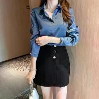 ราคา เสื้อเชิ้ตสีน้ำเงิน, ชุดต้นฤดูใบไม้ร่วงและฤดูหนาว, ดีไซน์ใหม่, สำหรับผู้หญิง, สไตล์เฉพาะ, แขนยาว, เสื้อชีฟองนางเงือกผ้าซาติน Women Clothing (1731167440488925976)