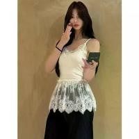 ราคา เสื้อชั้นในลูกไม้ สีขาว คอวี สวย สำหรับผู้หญิง ชายเสื้อด้านใน น่าระทึกใจ ผ้าม่านเย็บ ตาข่าย แขนกุด (1731267192267442355)