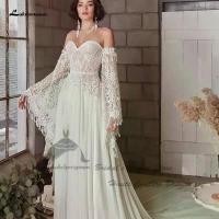 ราคา ชุดแต่งงานโบโฮ, Lakshmigown, สไตล์วินเทจ, ลูกไม้, แขนยาว, 2024 เสื้อคลุม Longue เก๋ไก๋ชุดเจ้าสาว, เปิดไหล่ปรับแต่งได้ (1731799383485220872)