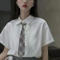 ราคา เสื้อเชิ้ตสีขาว JK ชุดนักเรียนหญิง เสื้อเชิ้ตแขนสั้นฤดูร้อน ดีไซน์เก๋ เสื้อ Niche กระโปรงสไตล์กระโหลก (1731406137631868511)