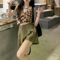 ราคา เสื้อผ้าผู้หญิงพลัสไซส์, ชุดฤดูร้อน 2025, เสื้อกั๊กสายรัดลายสก๊อตกุทัณฑ์, กางเกงขากว้าง, กางเกงขาสั้นจีบเอวสูง, สำหรับผู้หญิง, มาใหม่ในปี 2023 (1731315963523138595)