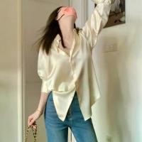 ราคา เสื้อเชิ้ตผ้าไหมคุณภาพสูง สไตล์ฝรั่งเศส ราคาไม่แพง หรูหรา ทำจากผ้าซาติน อะซิเตท แขนยาว เหมาะสำหรับฤดูใบไม้ผลิและฤดูใบไม้ร่วง เหมาะสำหรับหญิงสาวและผู้ใหญ่ เสื้อเรียบหรู ท็อป (1730996344793041383)