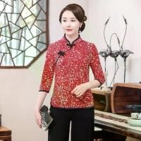 ราคา เสื้อ Cheongsam สำหรับผู้หญิงวัยกลางคน, เสื้อ, รุ่นปรับปรุง, แขนกลาง, ชุด Tang, เสื้อชั้นในสไตล์จีน, เหมาะสำหรับฤดูใบไม้ผลิและฤดูร้อน, เสื้อชั้นใน (1729938952787954220)