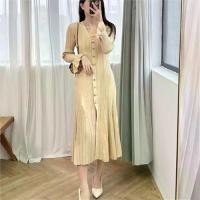 ราคา เดรสผ้าถัก กระดุมแถวเดียว แฟชั่นสตรี เก๋ไก๋ แขนบาน นัวเนีย ชายเสื้อ มีกระเป๋า ความยาว Midi สไตล์เรียบหรู เหมาะสำหรับสตรีท เสื้อคลุม DF5162 (1732093310422190624)