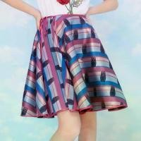 ราคา iCONiC PURPLE DOUBLE SIDE SKIRT #6492 กระโปรงป้าย ผ้าไหม ทอลาย ใส่ได้2ด้าน สีม่วง เอวผูกโบว์ (1730992776720189600)