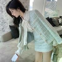 ราคา เสื้อสูท กระโปรง สูท สไตล์ชาแนล กระโปรงเสื้อเบลเซอร์ ผ้าทวีด กระดุมแถวเดียว บาง สง่างาม เอวสูง แฟชั่น สำหรับผู้หญิง (1731300177274832149)