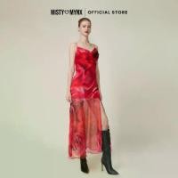 ราคา Misty Mynx - Roses Sheer Strappy Maxi Dress - GMS2526008 (1731908439756606255)