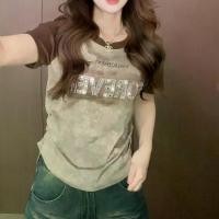 ราคา เสื้อยืดแขนสั้นพิมพ์ลายวินเทจ บล็อคสี สำหรับผู้หญิง อินเทรนด์ พลัสไซส์ ฤดูร้อน สไตล์ใหม่ (1731223442139678650)