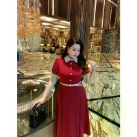 ราคา เสื้อผ้าผู้หญิงพลัสไซส์ GLEC สำหรับ MM อ้วน ปักหนัก แฟชั่นไฮเอนด์ มีสไตล์ สไตล์ชาแนลตัวน้อย เดรสคอปกโปโลสีแดง (1731388121430262854)