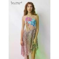 ราคา Lyn around - เดรสสั้น แขนกุด ทรงอสมมาตร ลายดอกเยอร์บีร่า Dew-kissed Meadows (A25C1WD037) (1731686589286025417)