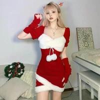 ราคา ชุดฮาโลวีนสำหรับผู้หญิง ชุดคริสต์มาสสำหรับผู้หญิง ชุดขนปุยเย็บคริสต์มาสยุโรปและอเมริกา สีตัดกัน สลิมฟิต กระโปรงสะโพกหวานกระชับสัดส่วน Lady Clothing Women เดรส เสื้อผ้า Dress (1729770277943609379)