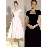 ราคา แม็กซี่เดรส เดรสสีขาว เรียบหรู ทรงสลิมฟิต เอว-แน่น เดรสดีไซน์เฉพาะ แบรนด์เวียดนาม A044 (1731335039752309565)