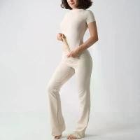 ราคา ชุดกีฬา, ชุดเจย์ซิสดั้งเดิม, ชุดอยู่บ้านผ้าฝ้ายและสแปนเด็กซ์, แขนสั้น, สไตล์ลำลอง, เหมาะสำหรับโยคะ, กางเกงขาบาน (1731448037625726713)