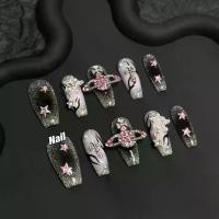 ราคา สวมเล็บ, ทำด้วยมือ, แผ่นแปะเล็บปลอม, ชุดสาวร้อน, เพชรสีชมพูแฟลชรอบดาวเคราะห์, ตาแมวไล่ล่าความร้อน (1730504710370986808)