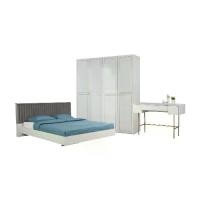 ราคา INDEX LIVING MALL ชุดห้องนอน รุ่นโคโค่ ขนาด 5 ฟุต (เตียง(พื้นซี่), ตู้เสื้อผ้า 4 บาน, โต๊ะเครื่องแป้ง) - สีเทาอ่อน (1729656729078237240)