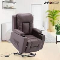 ราคา U-RO DECOR รุ่น ANDORA-L (แอนโดรา-แอล) สีน้ำตาล เก้าอี้นวดไฟฟ้าหนังแท้ปรับนอนได้ Massage recliner chair/ Sofa เก้าอี้พักผ่อน, เก้าอี้หนัง, โซฟาอเนกประสงค์ (1729619048579959007)