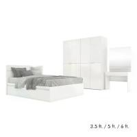 ราคา INDEX LIVING MALL ชุดห้องนอน รุ่นบลัง พื้นเตียง 2 ลิ้นชัก (เตียง, ตู้เสื้อผ้า 4 บาน, โต๊ะเครื่องแป้ง) - สีขาว (1729583564446599224)
