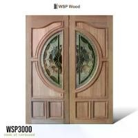 ราคา บานประตูไม้(บานคู่) ไม้เนื้อแข็ง รหัส WSP3000 ไม่ทำสี รวมติดกระจกนิรภัยสเตนกลาส (1729955385938643411)