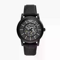 ราคา Emporio Armani Meccanico Automatic Skeleton Dial Black Leather Strap Watch For Men - AR60008 (1732044488089438995)