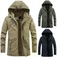 ราคา เสื้อคลุม Parka บุขนเทียม เสื้อแจ็คเก็ตมีฮู้ด ซิป สำหรับผู้ชาย มีให้เลือกสีเขียวทหาร สีกากี และสีดำ (1731363153950639557)