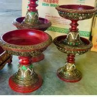 ราคา ขายดี พานไม้กลึง พานเจ้านาง พานขันดอก (1731397837147833408)